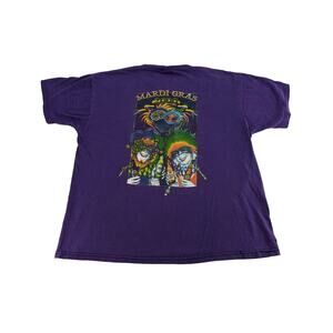 Vtg 2000 Mardis Gras Graphic T Shirt Size XL Purple‎ Heineken Amstel Light